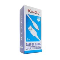 Cabo Micro-USB V8 Kingo Branco 2 metros 2.1A para LG K22