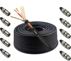 Cabo Microfone Balanceado Estereo 100 Metro Ksr S30 com 10 plugs Xlr Cabo Microfone Balanceado Estereo 100 Metro Ksr S30 com 10 plugs Xlr