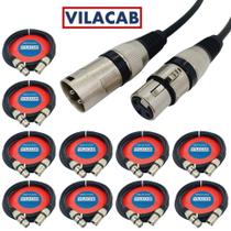 Cabo Microfone Profissional Xlr Xlr 10 Mts Kit 10 Unidades