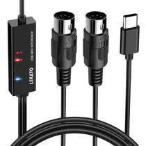 Cabo MIDI LEKATO MIDI para USB C Type-C para teclado 2m preto