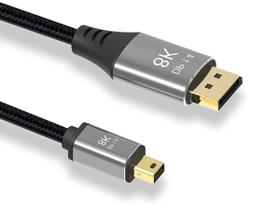 Cabo mindisplayport para displayport 1.8m 8k bi-direcional