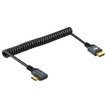 Cabo mini HDMI para HDMI em espiral Twozoh com ângulo esquerdo de 1,5 m Cabo mini HDMI para HDMI em espiral Twozoh com ângulo esquerdo de 1,5 m