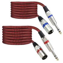 Cabo Mugteeve XLR macho para 1/4 TRS balanceado de 2 m de nylon trançado Cabo Mugteeve XLR macho para 1/4 TRS balanceado de 2 m de nylon trançado