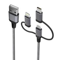 Cabo Multicable 3 Em 1 Lightning (Mfi) Micro-Usb Usb-C Com 1,5 M Cabo Multicable 3 Em 1 Lightning (Mfi) Micro-Usb Usb-C Com 1,5 M