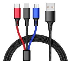 Cabo Multifuncional 3 Em 1 Usb Tipo C Micro Usb Lightning