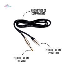 Cabo MXT P10 mono + P2 stereo 1,8 metros Cabo MXT P10 mono + P2 stereo 1,8 metros