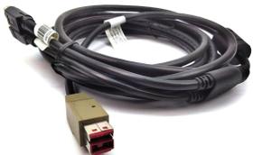 Cabo NCR PRT de alimentação de 24 V e cabo USB Y de 4 m com esferas de ferrite pretas Cabo NCR PRT de alimentação de 24 V e cabo USB Y de 4 m com esferas de ferrite pretas