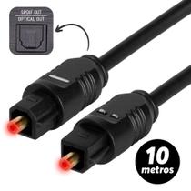 Cabo Óptico de Áudio Digital Toslink SPDIF 10m 10 metros TV Som Home Theater Playstation e Xbox