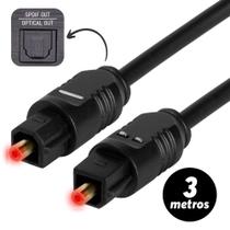Cabo Óptico de Áudio Digital Toslink SPDIF 3m 3 metros TV Som Home Theater Playstation e Xbox