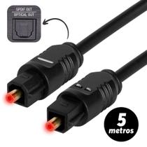 Cabo Óptico de Áudio Digital Toslink SPDIF 5m 5 metros TV Som Home Theater Playstation e Xbox