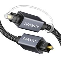 Cabo óptico de áudio IVANKY 3m, fibra trançada fina, Toslink