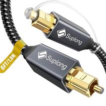 Cabo óptico de áudio Suplong 1,8 m banhado a ouro 24K, trançado em nylon