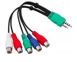 Cabo P1 P2 para 5 RCA femea AV vídeo componente e audio vermelho branco azul verde Jack