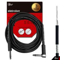 Cabo P10 P10 Mono 90º Graus Violão Guitarra Baixo 3m Metros - Eletrolon