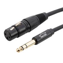Cabo P10 Stereo TRS para XLR Fêmea Cobre OFC Conector Ouro