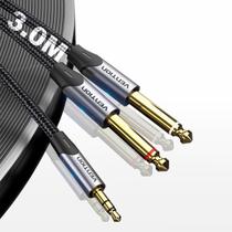 Cabo P2 3.5mm X 2 P10 Mono 3m Celular Studio Hifi Ouro Cabo P2 3.5mm X 2 P10 Mono 3m Celular Studio Hifi Ouro