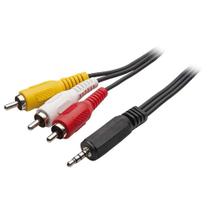 Cabo P2 4C + 3 Rca 1,8 Metros Niquel Para Dvd Automotivo E Tv Led