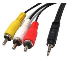 Cabo P2 4c + 3 Rca Niquel P/ Dvd Automotivo/tv Led 1.8mts Cor Preto