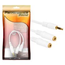 Cabo P2 Stereo Para 2x J2 Stereo 15cm Ponta Gold Audio Performance Sound Branco