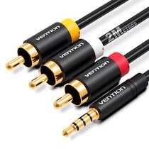 Cabo P3 3.5mm X 3 Rca 2 Metros Áudio Vídeo Televisão Tv Som