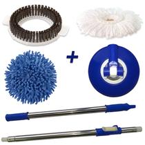 Cabo Para Balde Mop Giratório 360 Com Refil Microfibra, Tira Pó e Escovão