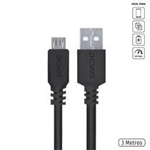 Cabo para Celular Micro USB para USB a 2.0 3 Metros Preto - PMUAP-3