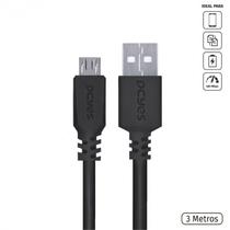 Cabo para celular micro usb para usb a 2.0 3 metros preto - pmuap-3 Cabo para celular micro usb para usb a 2.0 3 metros preto - pmuap-3