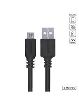 Cabo Para Celular Smartphone Micro Usb Para Usb A 2.0 2 Metros Preto - Pmuap-2 Cabo Para Celular Smartphone Micro Usb Para Usb A 2.0 2 Metros Preto - Pmuap-2
