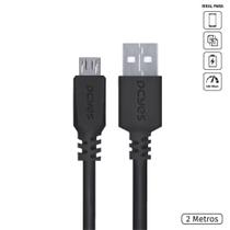 Cabo Para Celular Smartphone Micro USB Para USB A 2.0 2 Metros Preto - PMUAP-2 VINIK - PCYES
