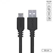 Cabo para celular smartphone micro usb para usb a 2.0 50 cm preto - pmuap-05