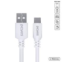 Cabo para Celular Smartphone USB a 2.0 para USB Tipo C 2 Metros Branco - PUACB-02