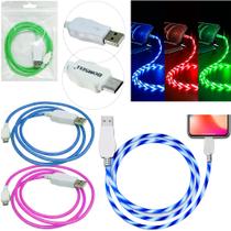 Cabo para celular usb x v8 com luz colors 1m na solapa
