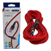 Cabo Para Controle de Videogame Carregador Turbo 3 metros Micro-usb V8