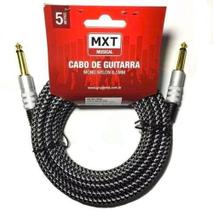 Cabo Para Guitarra Violão MXT 5m Metros Blindado P10 P10 Têxtil Cabo Para Guitarra Violão MXT 5m Metros Blindado P10 P10 Têxtil
