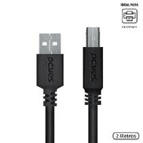 Cabo Para Impressora Usb A 2.0 Macho Para Usb B 2.0 Macho 28awg Puro Cobre 2 Metros - Puabm2-2