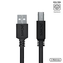 Cabo para Impressora USB a 2.0 Macho para USB B 2.0 Macho 28AWG Puro Cobre 3 Metros - PUABM2-3