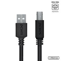 Cabo Para Impressora Usb A 2.0 Macho Para Usb B 2.0 Macho 28awg Puro Cobre 3 Metros - Puabm2-3