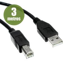 Cabo Para Impressora Usb A Macho Para B Macho 2.0 3 Metros Preto - MLS