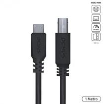 Cabo para impressora usb tipo c para usb b 2.0 1 metro preto - pucbp-1