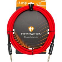 Cabo para Instrumento Player P10 X P10 3m Vermelho com Revestimento em PVC Hayonik