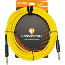 Cabo para Instrumento Player P10 X P10 5m Amarelo com Conectores Niquelados Hayonik