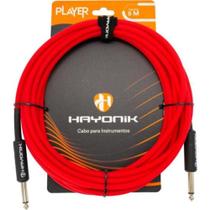 Cabo para Instrumento Player P10 X P10 5m com Revestimento Pvc Vermelho Hayonik