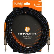 Cabo Para Instrumento Têxtil Hayonik Player P10 5m Preto/Azul Cabo Para Instrumento Têxtil Hayonik Player P10 5m Preto/Azul