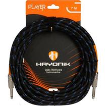 Cabo Para Instrumento Têxtil Hayonik Player P10 7m Preto/Azul Cabo Para Instrumento Têxtil Hayonik Player P10 7m Preto/Azul