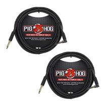 Cabo para instrumentos de guitarra Pig Hog PC-H10BKR 10 pés 1/4, pacote com 2