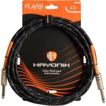 Cabo Para Instrumentos Player P10 Textil 3m Preto/Azul Hayonik