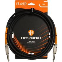 Cabo Para Instrumentos Player P10 x P10 3m Preto Hayonik