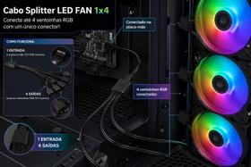 Cabo Para Ligar 4 Fans Em 1 Saida 4 Pinos Divisor De Energia Ventoinha Interna Cooler PC Desktop 30cm