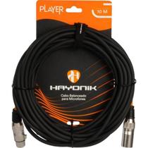 Cabo Para Microfone Hayonik Player XLR(F) x XLR(M) 10m Preto Cabo Para Microfone Hayonik Player XLR(F) x XLR(M) 10m Preto