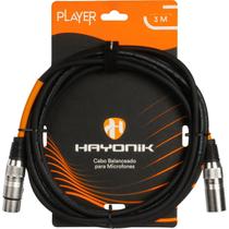 Cabo Para Microfone Hayonik Player XLR(F) x XLR(M) 3M Preto